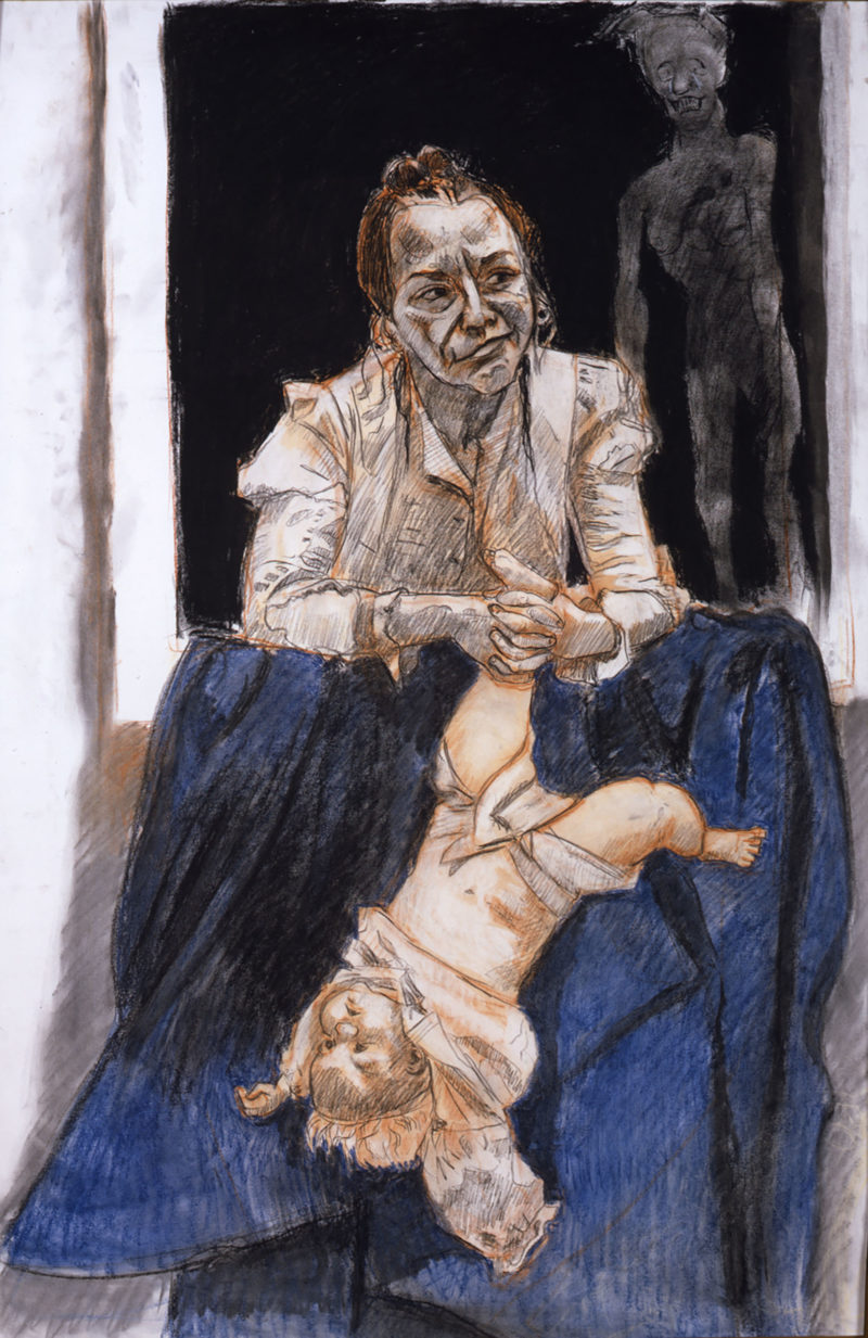 Oratorio, 2008-09, top right panel, mixed media, by Paula Rego, courtesy of the artist and Marlborough Fine Art